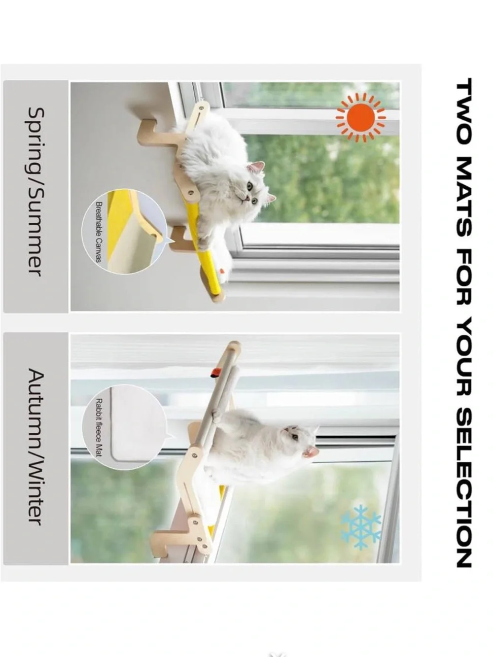 MEWOOFUN  Cat Window Perch With Mat.  No Drilling Required.  No Suction Cups.